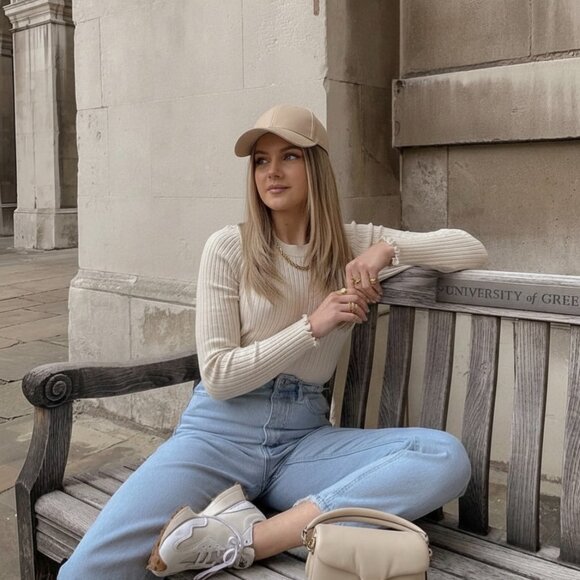 Beige Genuine Leather Cap Leather Baseball Cap Handmade Leather Cap For Women - Picture 2 of 3